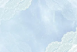 Blue Lace Background for Google Slides with Soft Watercolor Sky and White Doily Corners