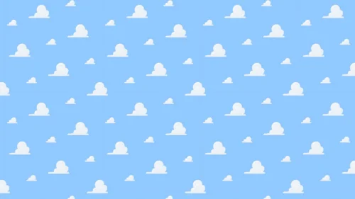 Cute blue sky cloud pattern background for Google Slides with repeating white clouds