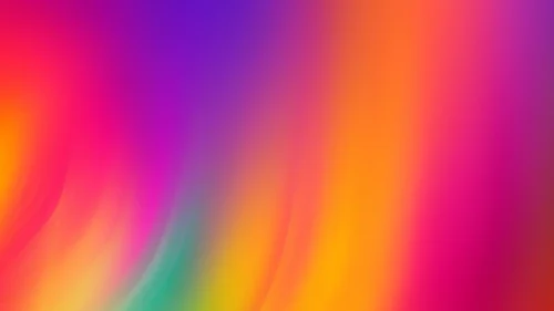 Rainbow background for PowerPoint with flowing vertical streaks of orange, hot pink and violet and a small green flare at the bottom