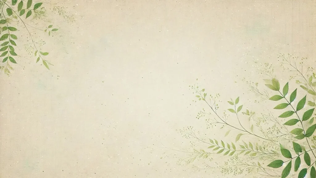 Vintage Botanical Background for PowerPoint with Green Leaf Sprigs on ...