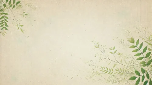 Vintage Botanical Background for PowerPoint with Green Leaf Sprigs on Beige Linen Paper Vintage Botanical Background for PowerPoint with Green Leaf Sprigs on Beige Linen Paper