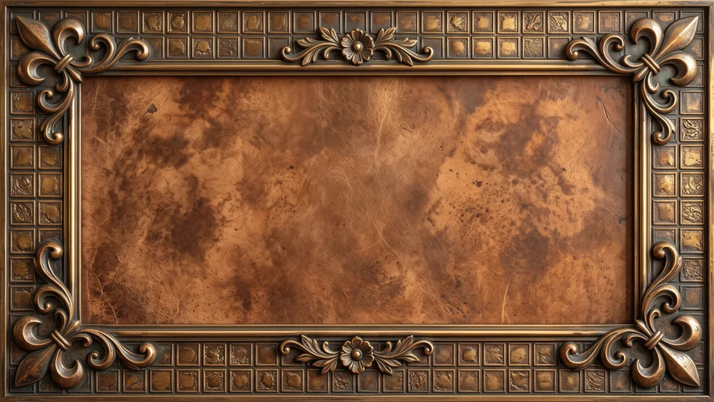 Vintage Ornate Frame Background for PowerPoint with Bronze Fleur-de-Lis Corners