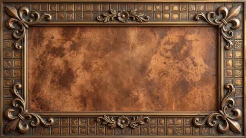 Vintage Ornate Frame Background for PowerPoint with Bronze Fleur-de-Lis Corners