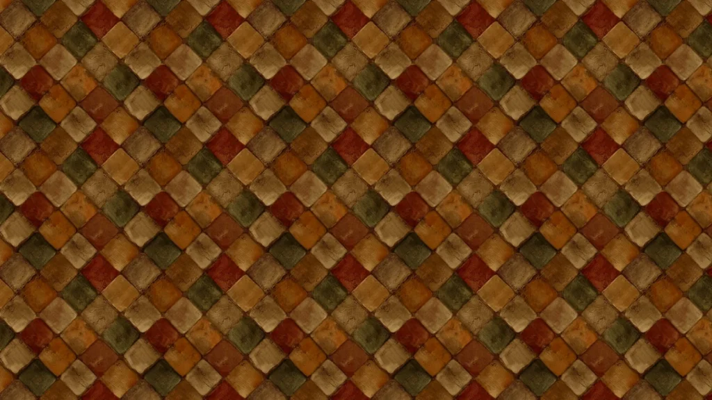 Vintage Brown Mosaic Tile Texture Background for PowerPoint with Rust and Olive Diamonds
