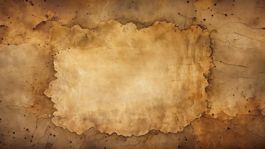 Vintage Burnt Paper Background for PowerPoint with a Scorched Sheet and Ink Splatters