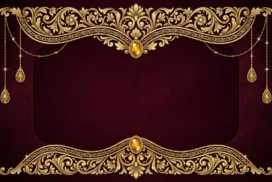Vintage Theater Frame Background for PowerPoint with Burgundy Velvet and Gold Filigree Valance