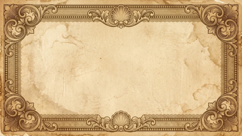 Vintage Gold Frame Background for PowerPoint with Engraved Scallop Shell Crests