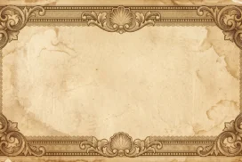 Vintage Gold Frame Background for PowerPoint with Engraved Scallop Shell Crests