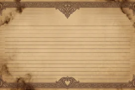 Vintage Lined Paper Frame Background for PowerPoint with Ornate Heart Crests