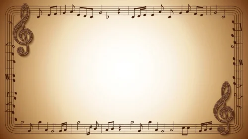 Vintage Music Frame Background for PowerPoint with Sepia Staff and Treble Clefs