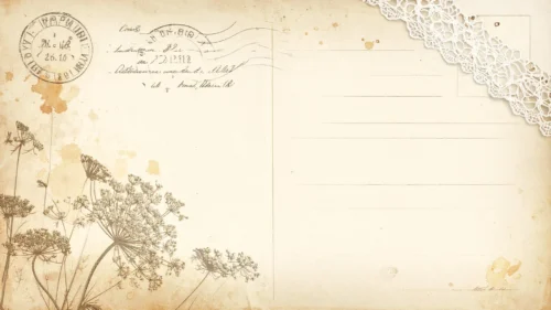 Vintage Postcard Background for PowerPoint with Lace Ribbon, Sepia Stamp and Wildflower Sketch Vintage Postcard Background for PowerPoint with Lace Ribbon, Sepia Stamp and Wildflower Sketch