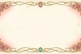 Vintage Floral Frame Background for PowerPoint with Art Nouveau Gold Lines and Jewels