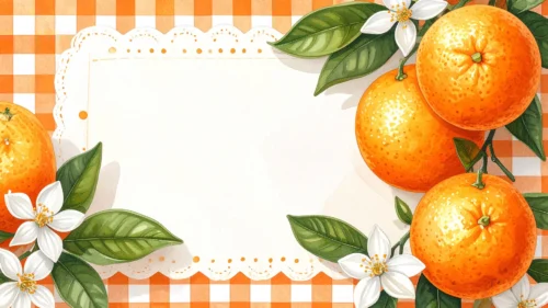 Orange Fruit Frame Background for PowerPoint with Three Big Oranges and a Lace Edge Panel Orange Fruit Frame Background for PowerPoint with Three Big Oranges and a Lace Edge Panel