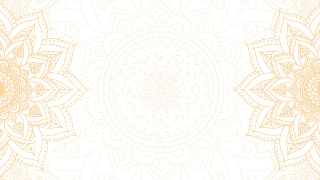 White Gold Mandala Pattern Background for Google Slides with Pale Gold Side Medallions