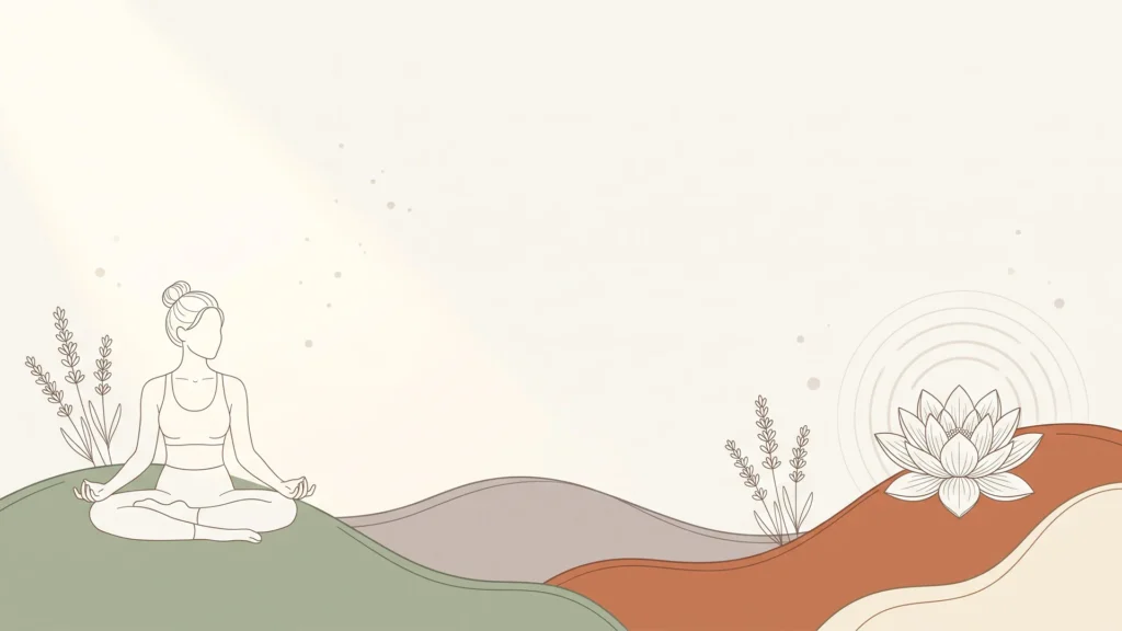 Yoga Meditation Background for Google Slides with Sage and Terracotta Hills, a Lotus and Lavender