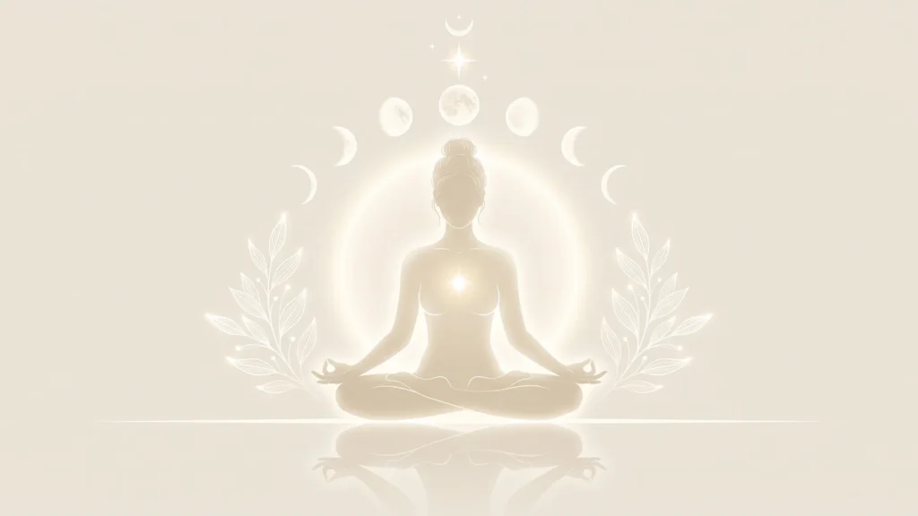 Yoga Meditation Background for PowerPoint with a Glowing Lotus Pose Silhouette and Moon Phases