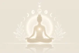 Yoga Meditation Background for PowerPoint with a Glowing Lotus Pose Silhouette and Moon Phases