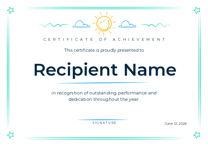 Kids Doodle design for the free printable Free Printable Certificate of Excellence Template for Kids